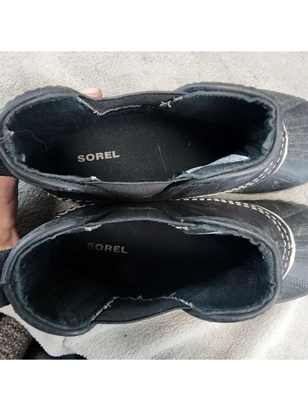 Sorel Shoes Womens Size 6 Out N About Black Leather Chelsea Duck Boots *Read*